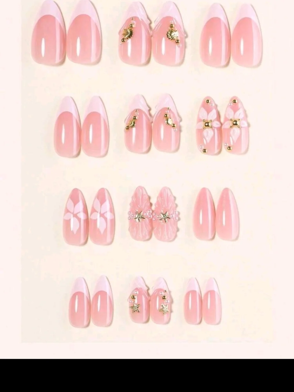 White & Pink Floral 3D Stiletto Nail Art Set - Luxury Women Makeup - Picture 2 of 6